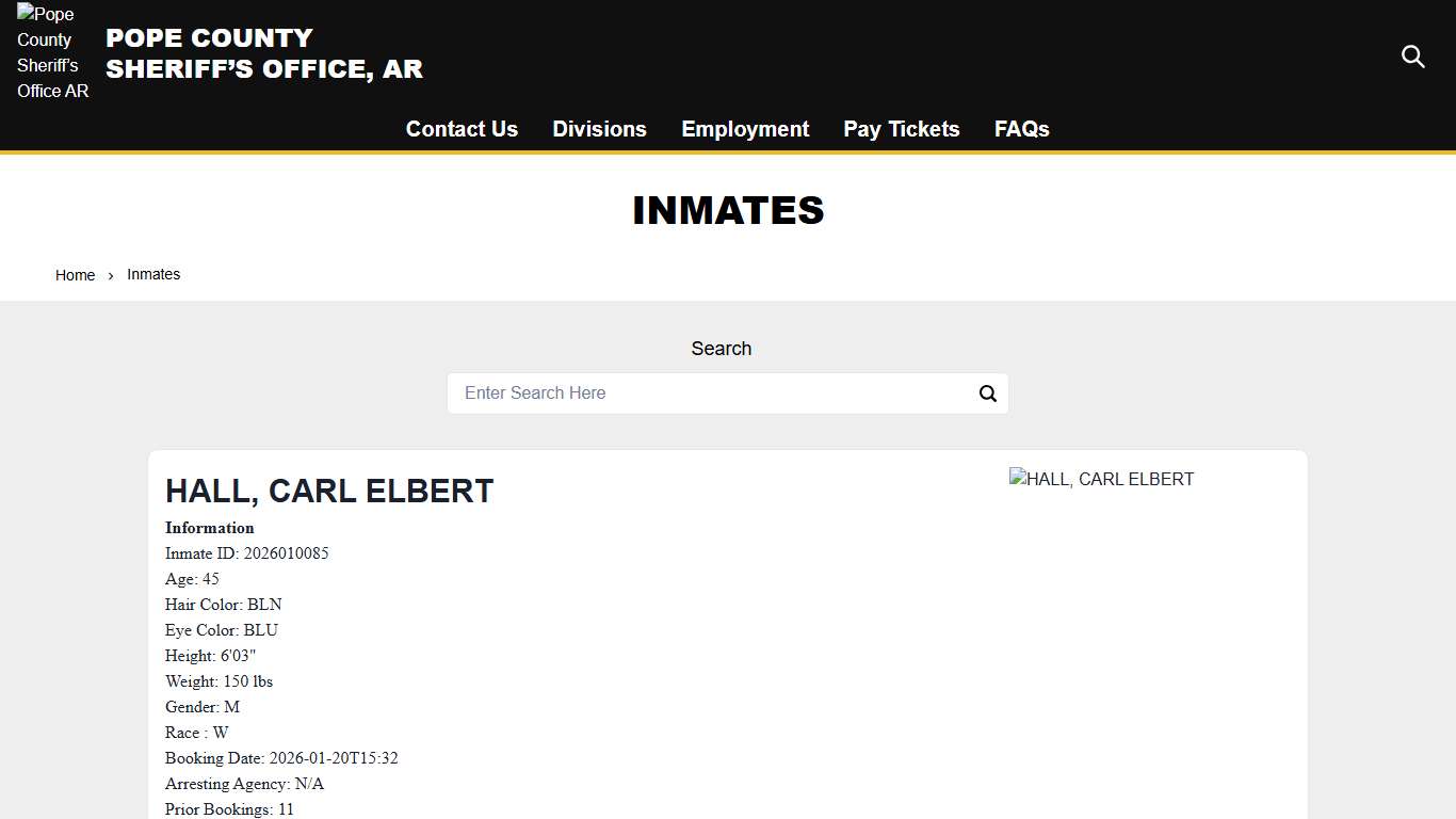 Inmates | Pope County Sheriff’s Office AR